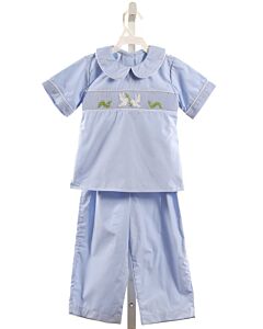 BLUE DOVE  LT BLUE   SMOCKED 2-PIECE OUTFIT