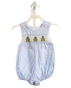 BOW PEEP  LT BLUE  STRIPED SMOCKED BUBBLE
