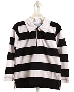 BELLA BLISS  NAVY PIQUE STRIPED  KNIT LS SHIRT