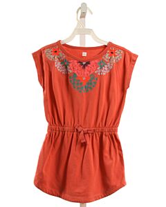 TEA  RED   EMBROIDERED KNIT DRESS