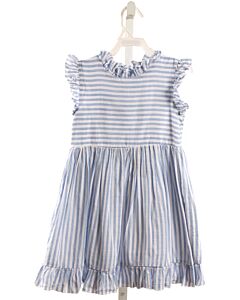 THE OAKS APPAREL   BLUE  STRIPED  DRESS WITH RUFFLE
