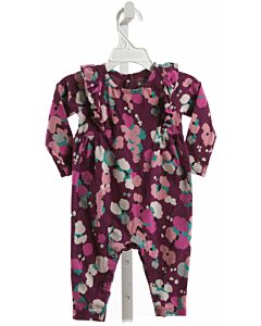 TEA  PURPLE  FLORAL  KNIT ROMPER WITH RUFFLE