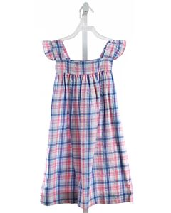 CLASSIC WHIMSY  BLUE SEERSUCKER PLAID  DRESS