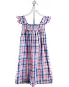 CLASSIC WHIMSY  BLUE SEERSUCKER PLAID  DRESS