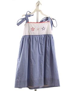 THE YELLOW LAMB  BLUE  GINGHAM EMBROIDERED DRESS