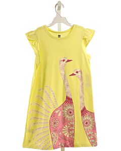 TEA  YELLOW   PRINTED DESIGN KNIT DRESS