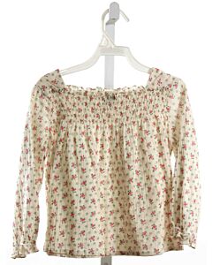 BONBON  CREAM  FLORAL SMOCKED SHIRT-LS