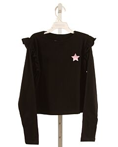 IF SO  BLACK   EMBROIDERED KNIT LS SHIRT WITH RUFFLE