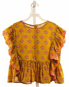LOUISE MISHA  MUSTARD  FLORAL  SLEEVELESS SHIRT WITH RUFFLE