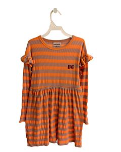 BOBO CHOSES  ORANGE  STRIPED  KNIT DRESS WITH RUFFLE