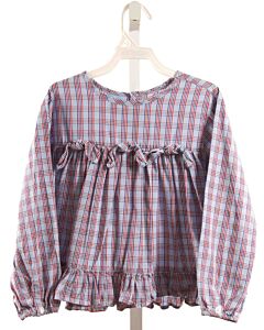 BELLA BLISS  BLUE  PLAID  DRESS SHIRT WITH RUFFLE