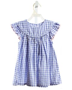 SOUTHERN SUNSHINE KIDS  BLUE  GINGHAM  SLEEVELESS SHIRT WITH RIC RAC