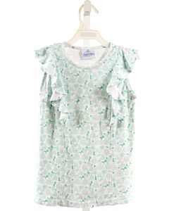 EYELET & IVY  AQUA  FLORAL  SLEEVELESS SHIRT WITH RUFFLE