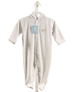 BABYCOTTONS  LT BLUE VELOUR  EMBROIDERED KNIT ROMPER