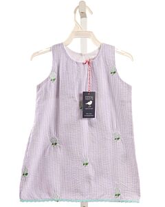 PIPING PRINTS  LT BLUE SEERSUCKER FLORAL EMBROIDERED DRESS
