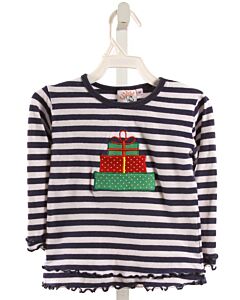 LUIGI  BLUE  STRIPED  KNIT LS SHIRT