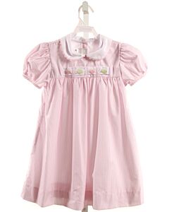 LULLABY SET  PINK  STRIPED EMBROIDERED DRESS WITH RIC RAC