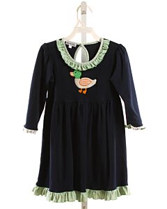 MAGNOLIA BABY  NAVY   APPLIQUED KNIT DRESS WITH RUFFLE