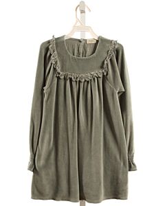 BUHO  GREEN VELOUR   KNIT DRESS WITH RUFFLE