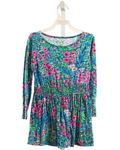 LILLY PULITZER  GREEN  FLORAL SMOCKED KNIT DRESS