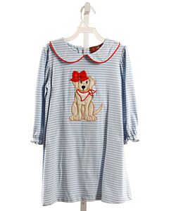 MILLIE JAY  LT BLUE  STRIPED APPLIQUED KNIT DRESS