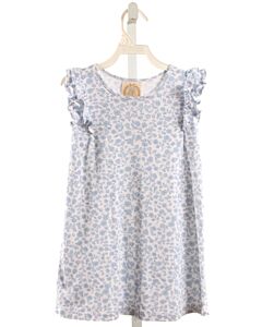 THE BEAUFORT BONNET COMPANY  LT BLUE  FLORAL  KNIT DRESS WITH RUFFLE