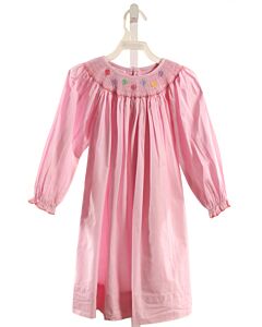 PETIT BEBE  PINK  MICROCHECK SMOCKED DRESS WITH PICOT STITCHING
