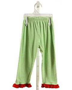 NO TAG  LIME GREEN  STRIPED  LEGGINGS WITH RUFFLE