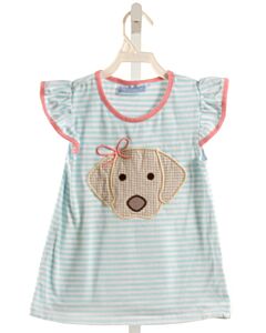 TROTTER ST.  AQUA  STRIPED APPLIQUED SLEEVELESS SHIRT