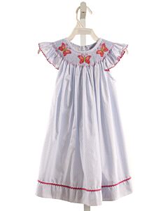 SILLY GOOSE  LT BLUE  POLKA DOT SMOCKED DRESS WITH RIC RAC