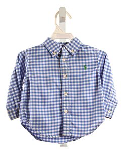 RALPH LAUREN  BLUE  GINGHAM  DRESS SHIRT