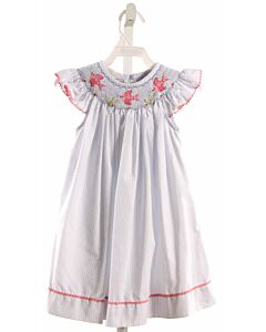 SILLY GOOSE  LT BLUE  POLKA DOT SMOCKED DRESS WITH RIC RAC