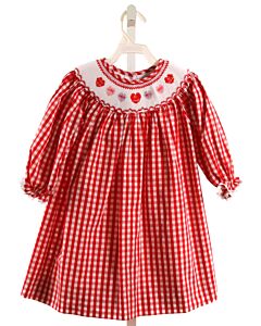 STITCHY FISH  RED  GINGHAM SMOCKED DRESS