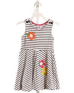 FLORENCE EISEMAN  NAVY  STRIPED APPLIQUED KNIT DRESS
