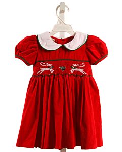 MARCO & LIZZY  RED CORDUROY  SMOCKED DRESS