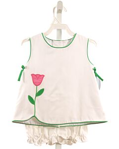 LITTLE ENGLISH  WHITE  FLORAL APPLIQUED 2-PIECE OUTFIT