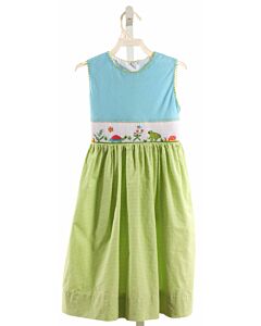 ANAVINI  GREEN  GINGHAM SMOCKED DRESS WITH RIC RAC