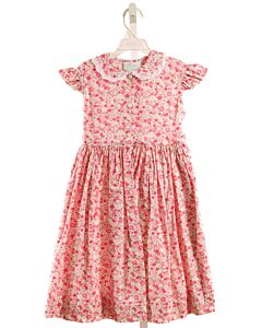 ALICE KATHLEEN  HOT PINK  FLORAL  DRESS WITH EYELET TRIM