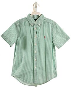 RALPH LAUREN GREEN SEERSUCKER STRIPED DRESS SHIRT