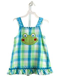 BAILEY BOYS  BLUE SEERSUCKER PLAID APPLIQUED DRESS