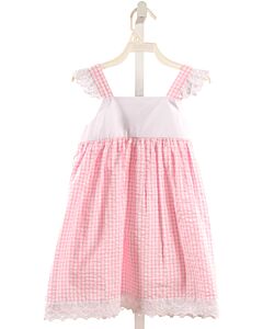 POSH PICKLE  PINK SEERSUCKER WINDOWPANE  DRESS WITH EYELET TRIM