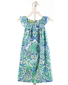 LE ZA ME  BLUE    DRESS WITH PICOT STITCHING