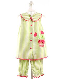 BAILEY BOYS  LT GREEN  FLORAL APPLIQUED 2-PIECE OUTFIT WITH RIC RAC