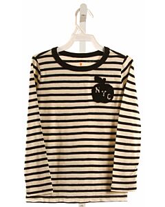 CREWCUTS BLACK STRIPED APPLIQUED KNIT LS SHIRT