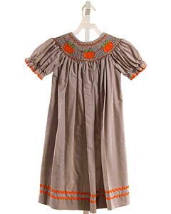 BANANA SPLIT  BROWN  STRIPED SMOCKED DRESS WITH RIC RAC