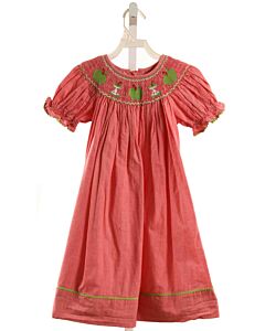 VELANI  RED  MICROCHECK SMOCKED DRESS