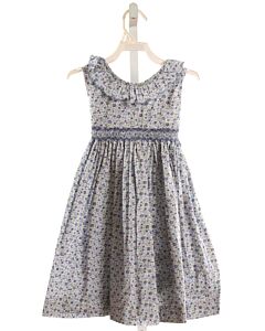 EDGEHILL COLLECTION  BLUE  FLORAL SMOCKED DRESS