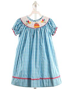MARMELLATA  AQUA  GINGHAM SMOCKED DRESS