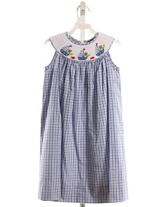 VELANI BLUE PLAID SMOCKED DRESS