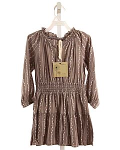 VIGNETTE GRAY STRIPED SMOCKED DRESS